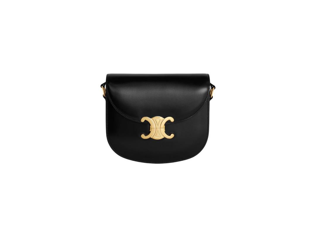 Celine Celine Teen Besace Triomphe In Shiny Calfskin Black