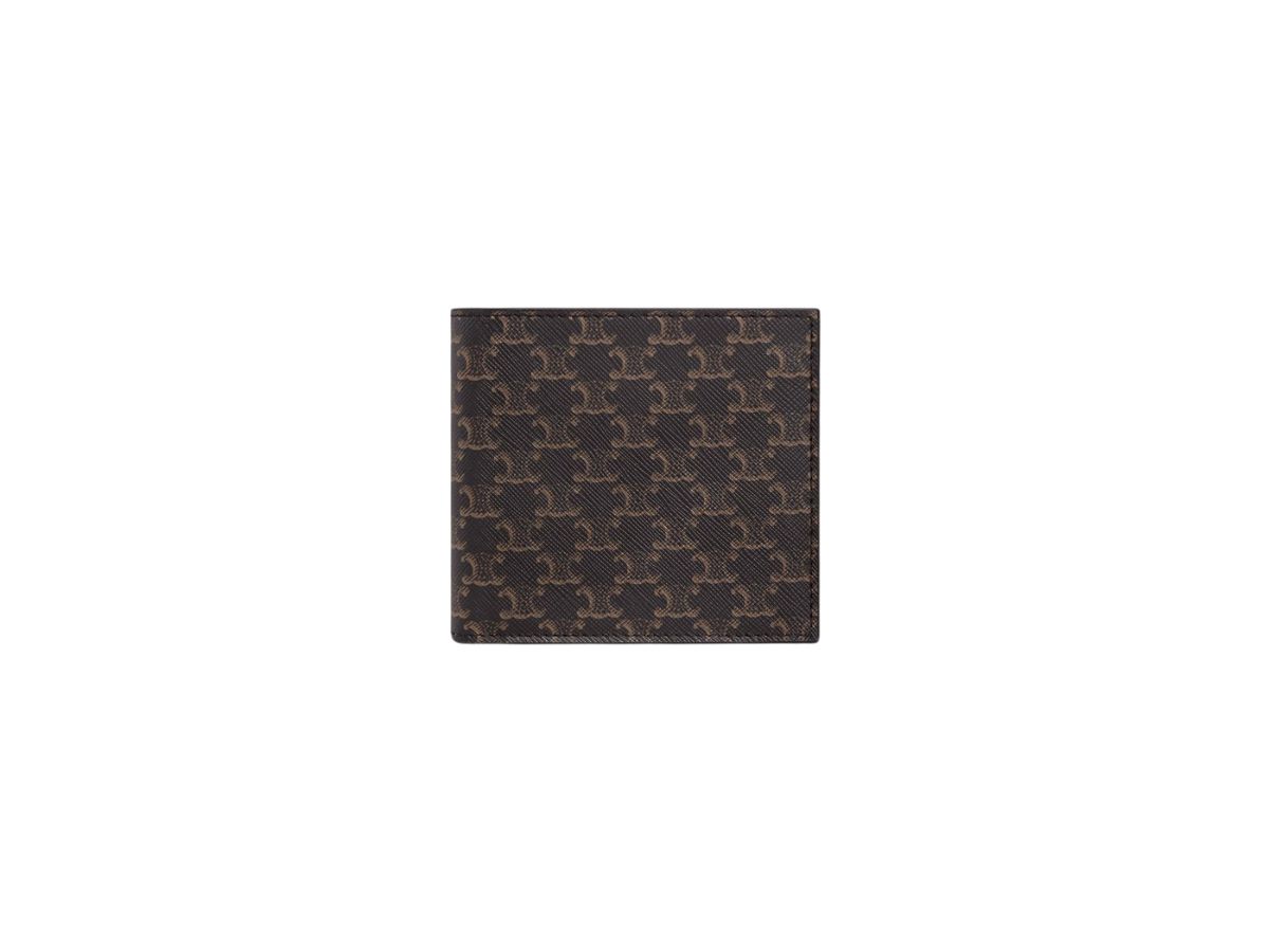 Celine Celine Bi-Fold Wallet In Triomphe Canvas With Eight Credit Card Slots Black