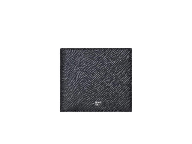 Celine Celine Bi-Fold Wallet With Coin Compartment In Grained Calfskin Black With Silver Finishing Black - view 1