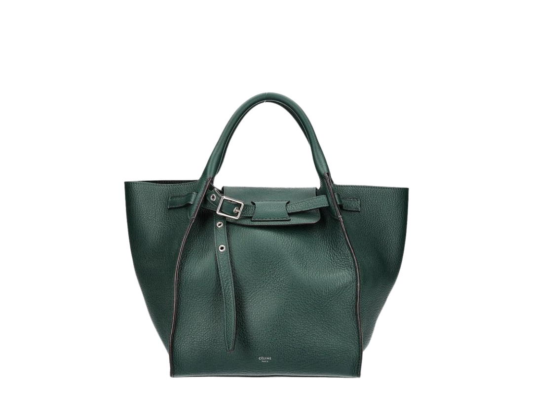 Celine Celine Big Bag In Supple Grained Calfskin With Silver Hardware Green