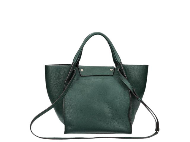 Celine Celine Big Bag In Supple Grained Calfskin With Silver Hardware Green - view 2