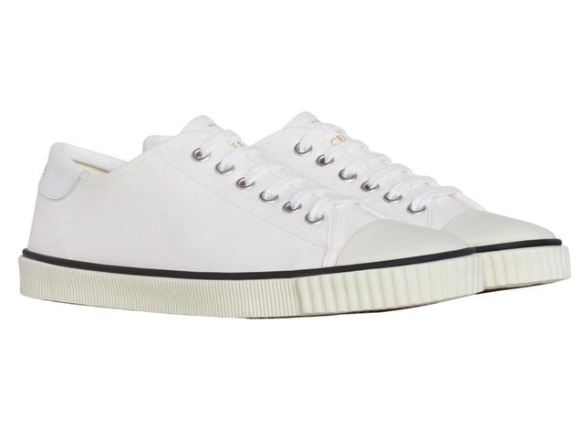 Celine Celine Blank Low Lace Up Sneaker In Canvas And Calfskin With Toe Cap Off White (W) - view 2