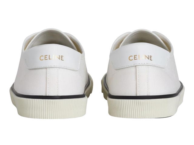 Celine Celine Blank Low Lace Up Sneaker In Canvas And Calfskin With Toe Cap Off White (W) - view 3