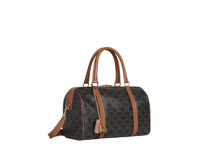 Celine Celine Boston Bag In Triomphe Canvas And Calfskin With Gold Finishing Hardware Tan - view 2