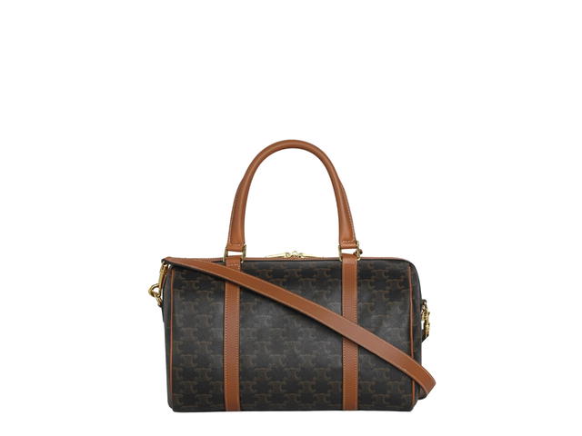 Celine Celine Boston Bag In Triomphe Canvas And Calfskin With Gold Finishing Hardware Tan - view 3