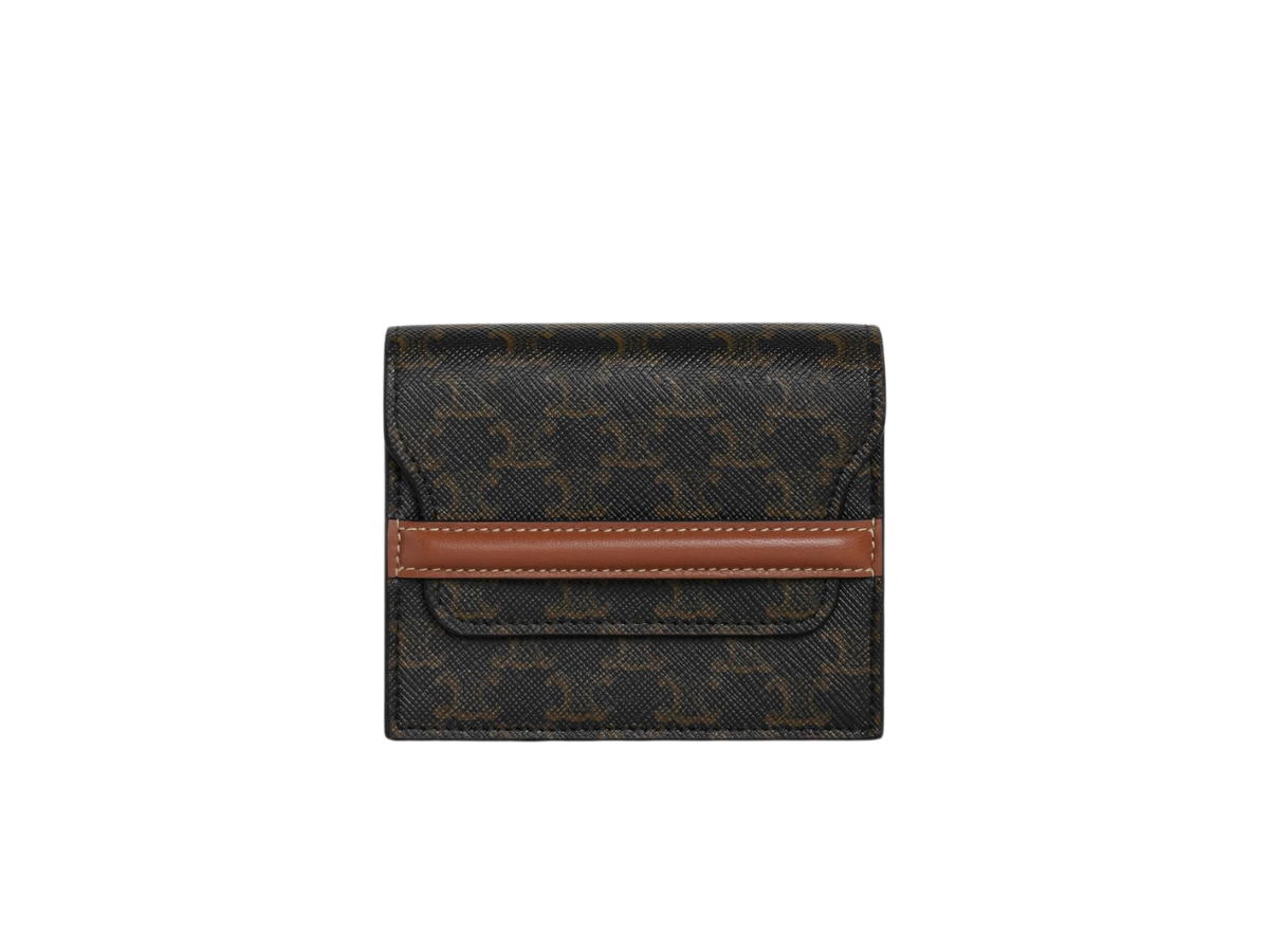 Celine Celine Business Card Holder In Triomphe Canvas And Lambskin Tan