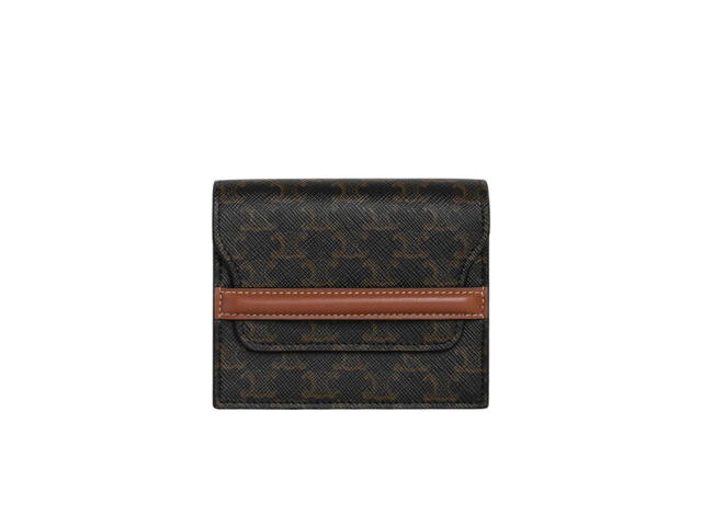 Celine Celine Business Card Holder In Triomphe Canvas And Lambskin Tan - view 1