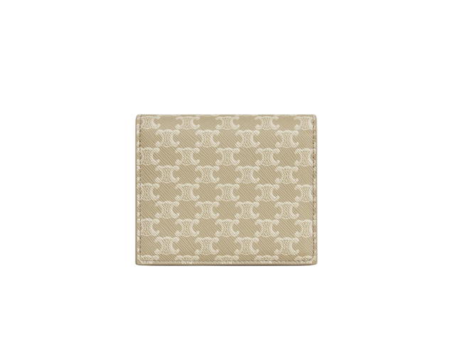 Celine Celine Business Card Holder In Triomphe Canvas and Lambskin With Gold Finishing Grege - view 3