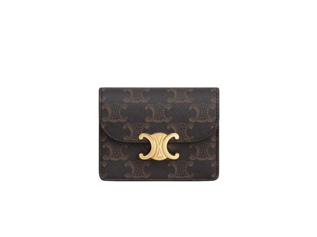 Celine Celine Business Card Holder Triomphe In Triomphe Canvas Tan - view 1