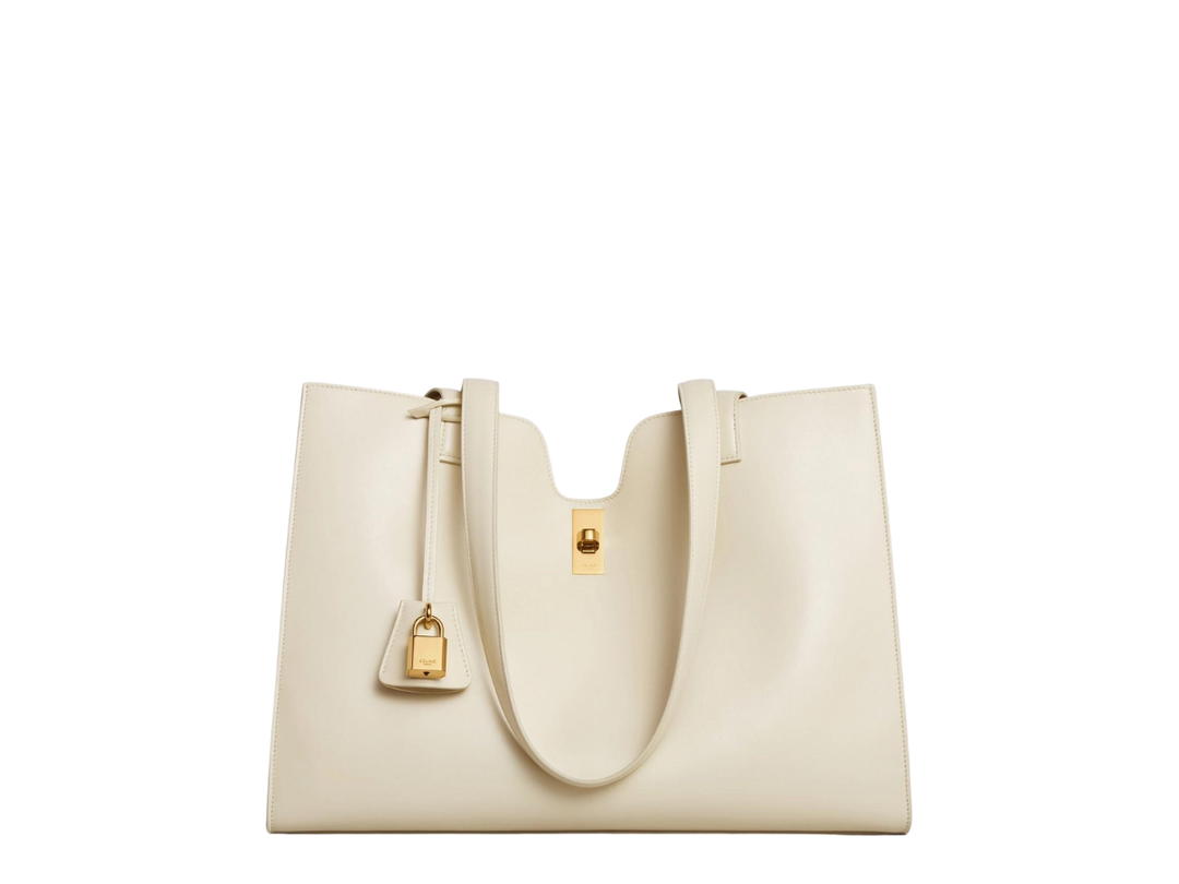 Celine Celine Cabas 16 In Smooth Calfskin With Gold Finishing Limestone