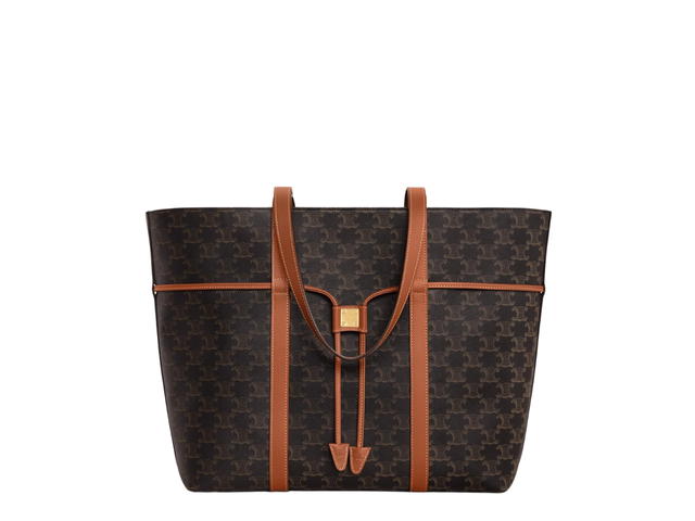 Celine Celine Cabas Drawstring In Triomphe Canvas And Calfskin Tan - view 1