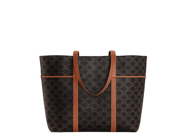 Celine Celine Cabas Drawstring In Triomphe Canvas And Calfskin Tan - view 2