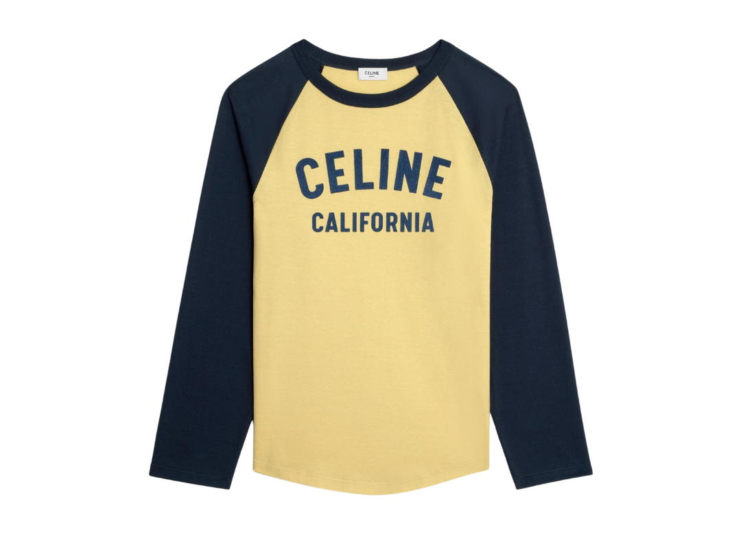 Celine Celine California 70's T-Shirt In Cotton Jersey Lemon Pie-Bleu Nuit