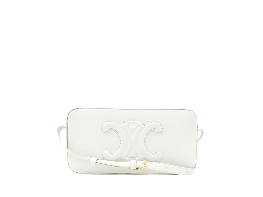 Celine Celine Camera Shoulder Bag Cuir Triomphe In Smooth Calfskin White