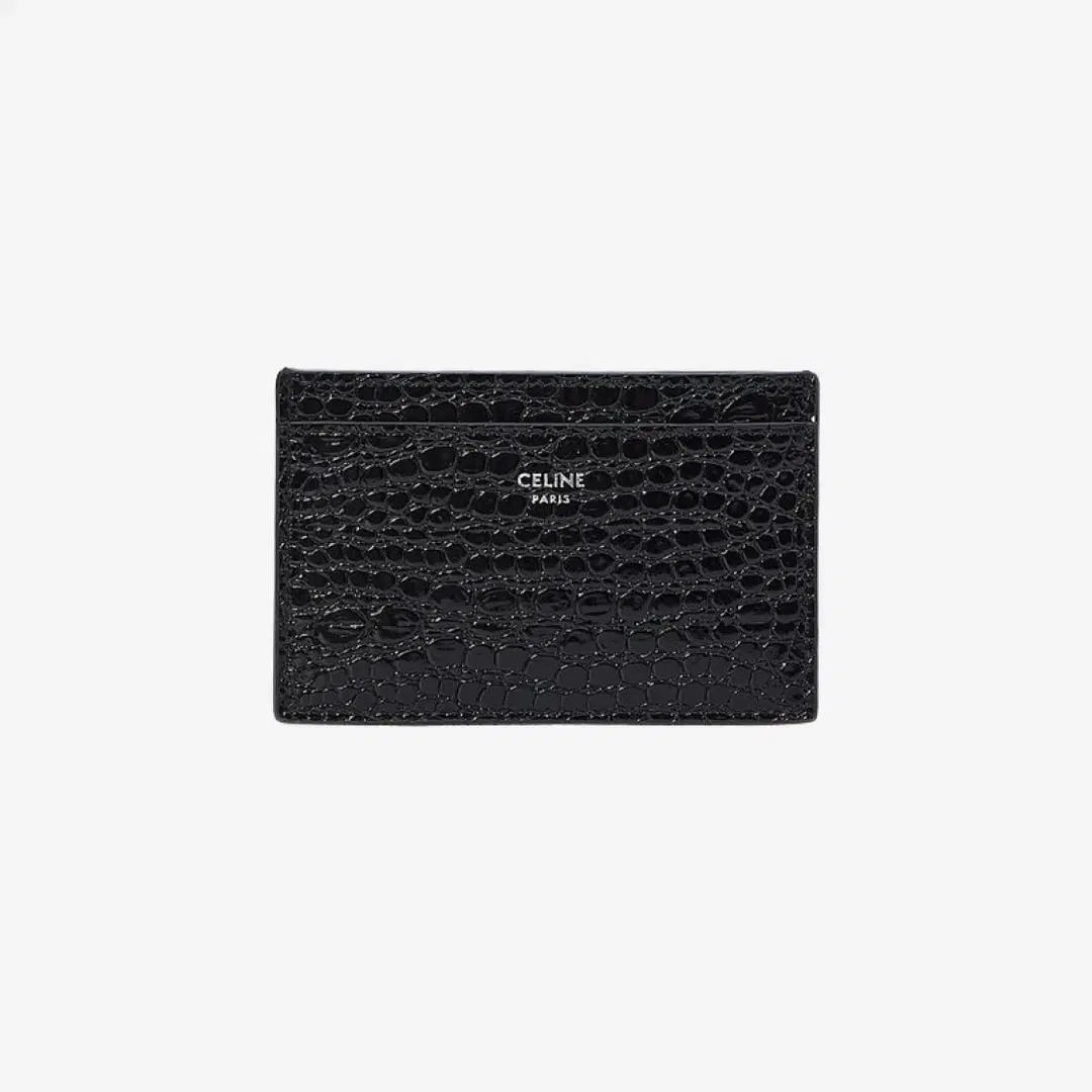 Celine Celine Card Holder In Grained Calfskin Black