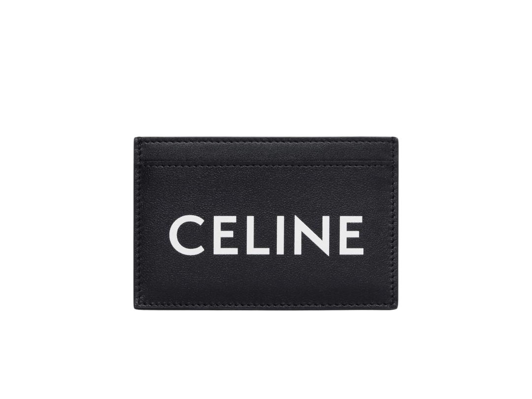 Celine Celine Card Holder In Smooth Calfskin With Celine Print Black