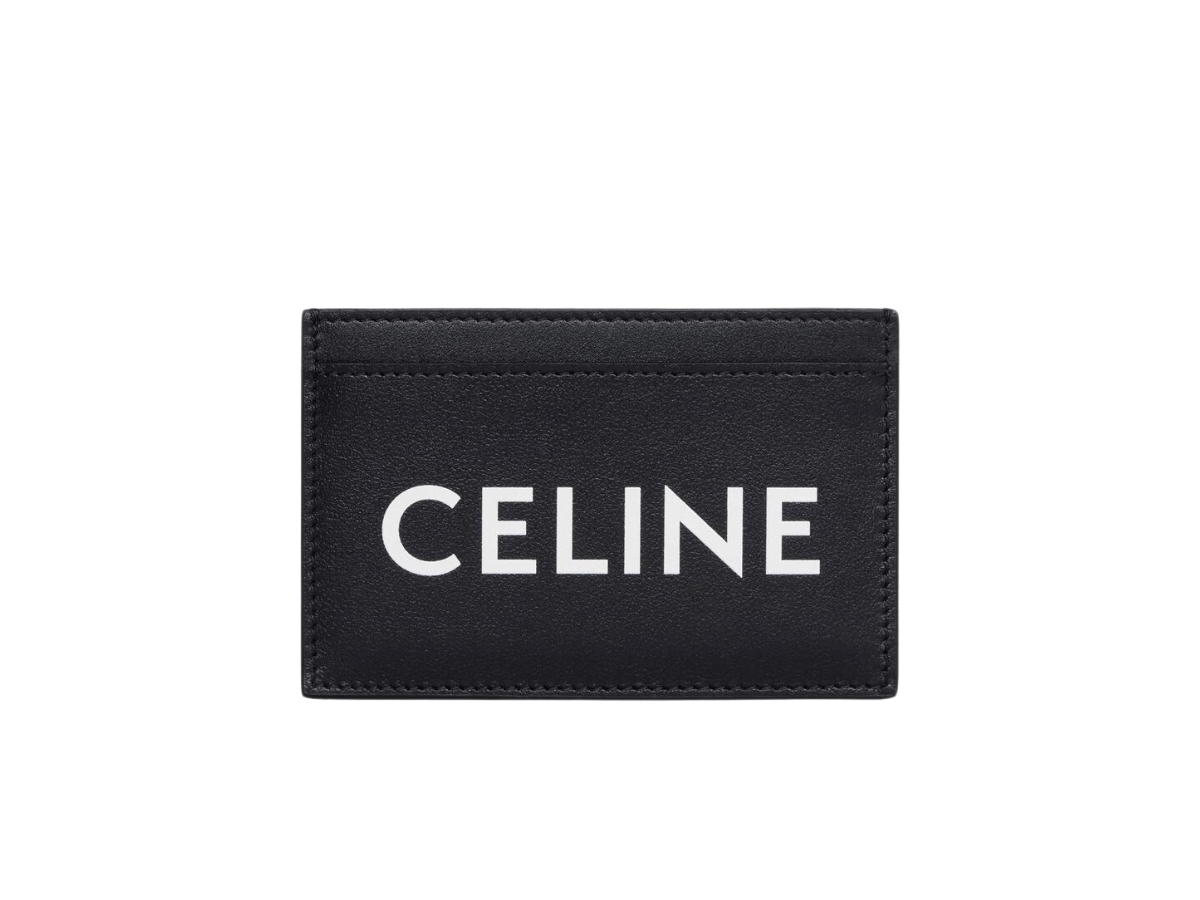 Celine Celine Card Holder In Smooth Calfskin With Celine Print Black