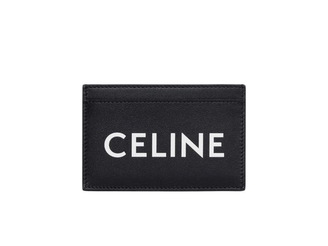 Celine Celine Card Holder In Smooth Calfskin With Celine Print Black - view 1