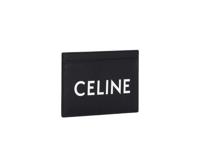 Celine Celine Card Holder In Smooth Calfskin With Celine Print Black - view 3