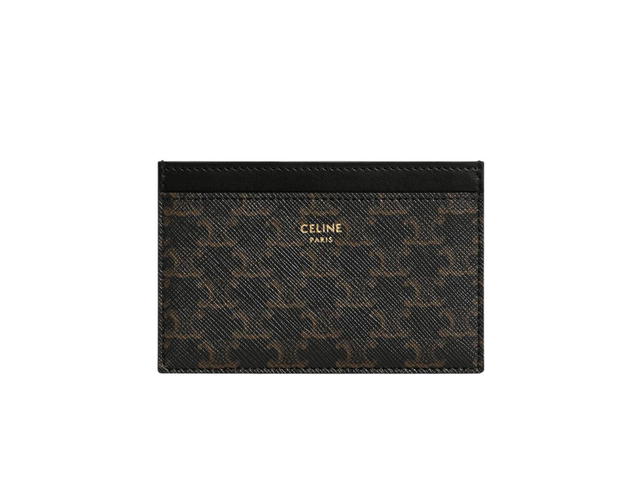 Celine Celine Card Holder In Triomphe Canvas And Calfskin Black - view 1