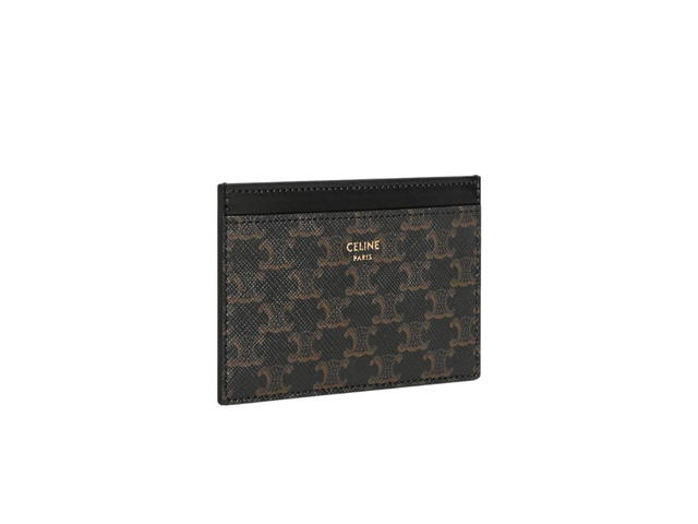 Celine Celine Card Holder In Triomphe Canvas And Calfskin Black - view 2