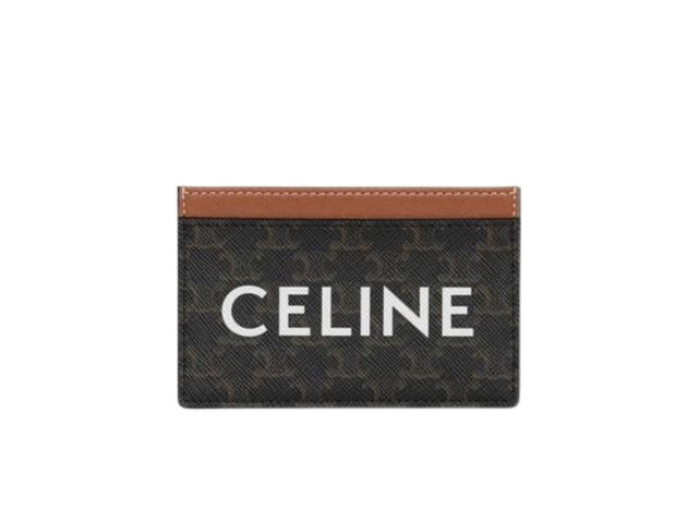 Celine Celine Card Holder In Triomphe Canvas With Gold Finishing Hardware Tan - view 1