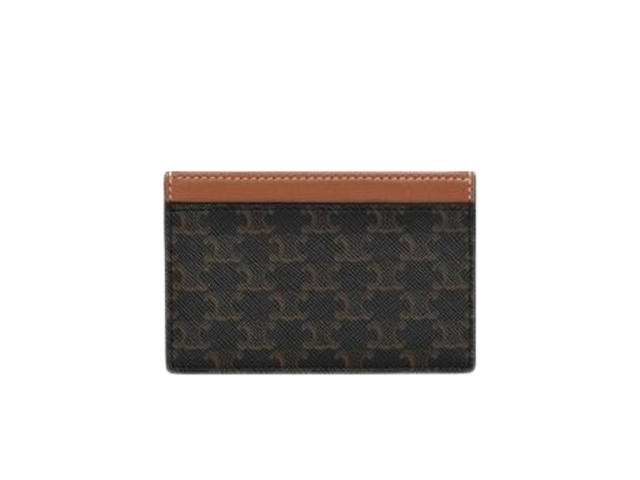 Celine Celine Card Holder In Triomphe Canvas With Gold Finishing Hardware Tan - view 2