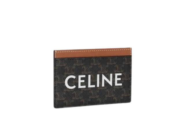 Celine Celine Card Holder In Triomphe Canvas With Gold Finishing Hardware Tan - view 3
