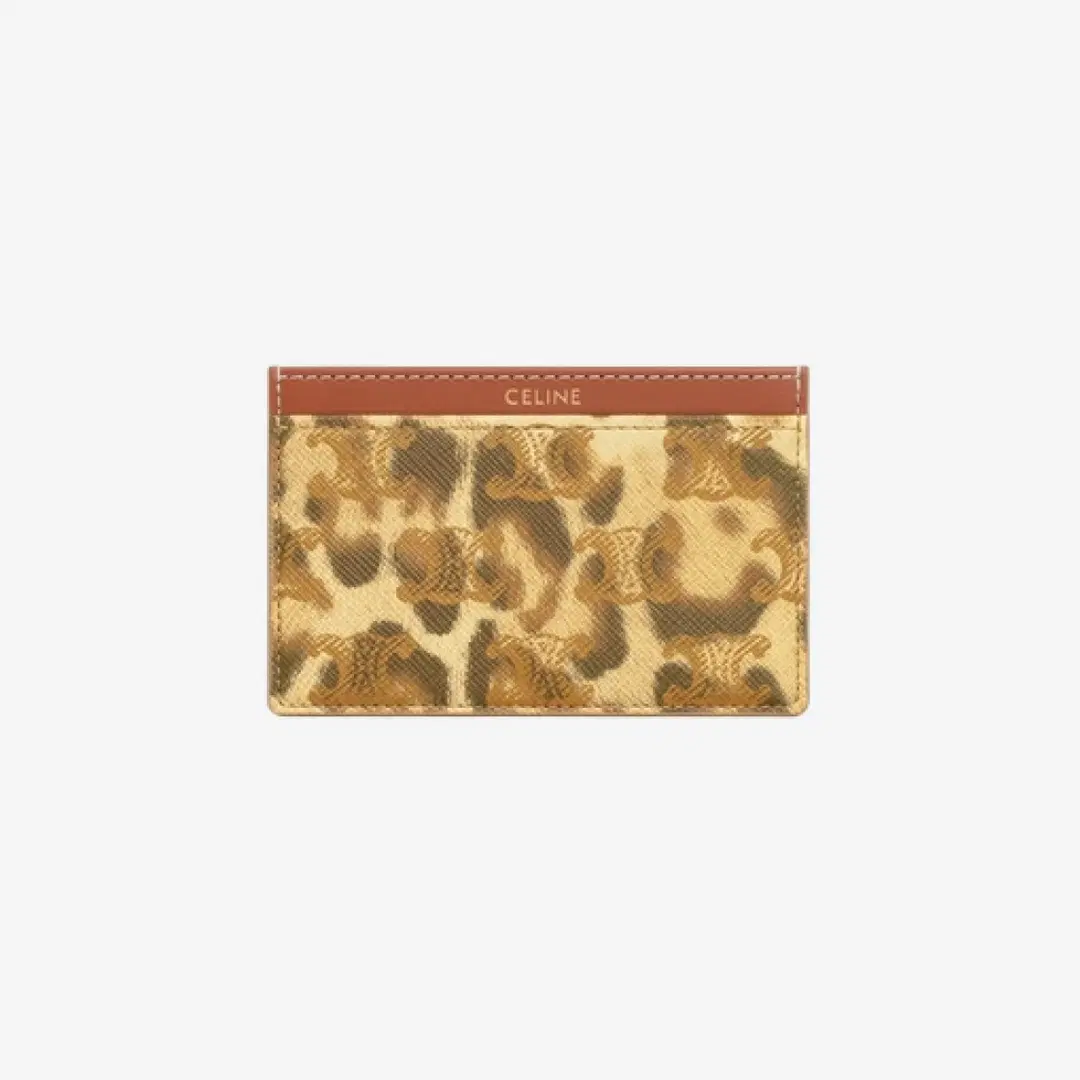 Celine Celine Card Holder in Triomphe Canvas with Leopard Print Leopard