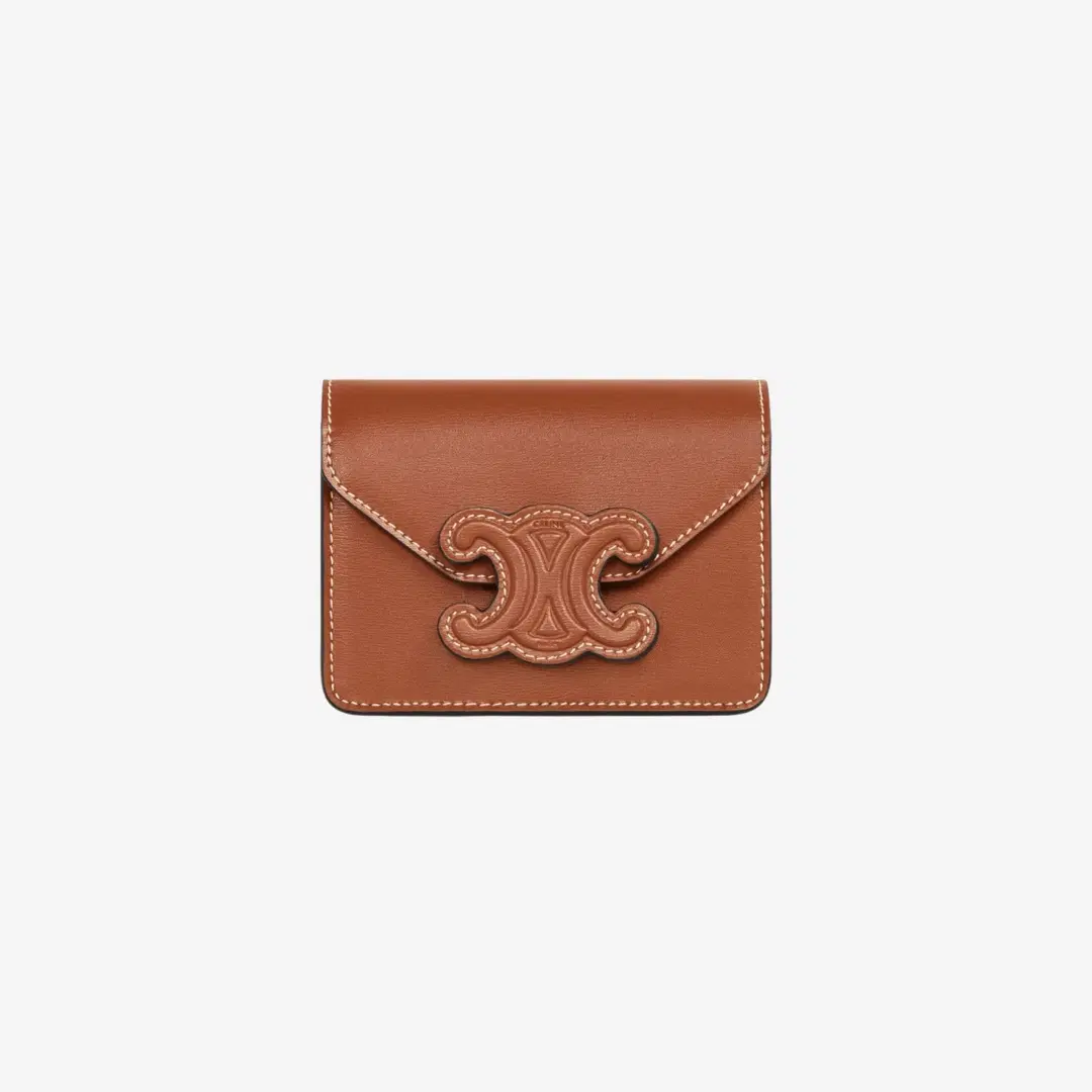 Celine Celine Card Holder on Chain Triomphe in Shiny Calfskin Tan