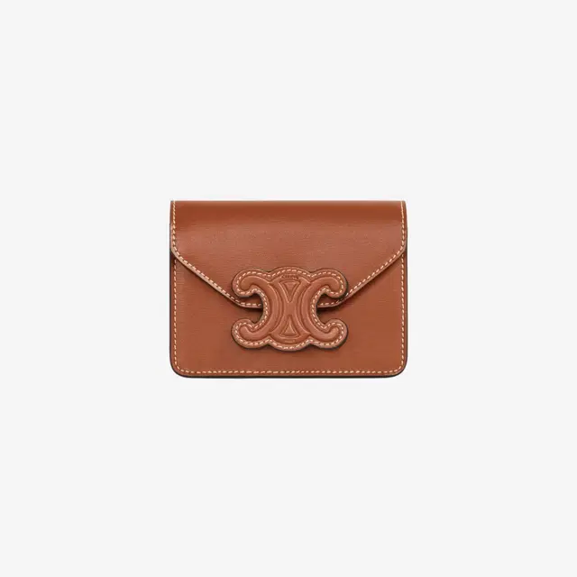 Celine Celine Card Holder on Chain Triomphe in Shiny Calfskin Tan - view 1