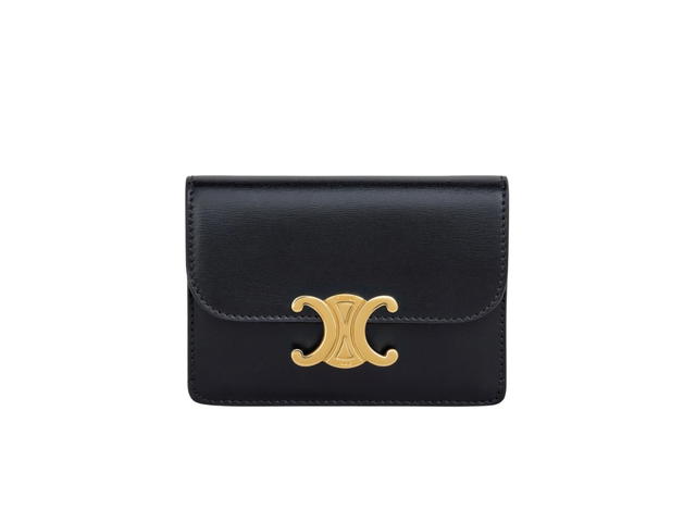 Celine Celine Card Holder Triomphe In Shiny Calfskin Black - view 1