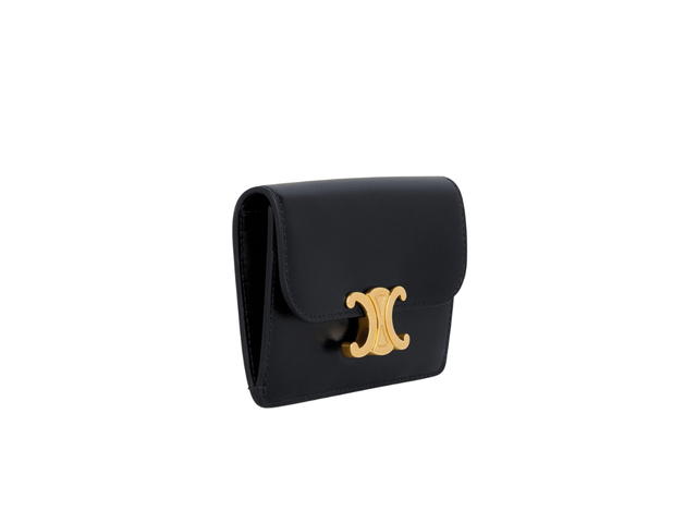 Celine Celine Card Holder Triomphe In Shiny Calfskin Black - view 3