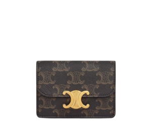 Buy Celine Card Holder Triomphe In Triomphe Canvas With Gold Finishing Tan at Sasom – Authentic and Ready to Ship