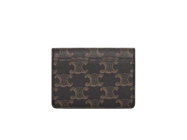 Celine Celine Card Holder Triomphe In Triomphe Canvas With Gold Finishing Tan - view 2