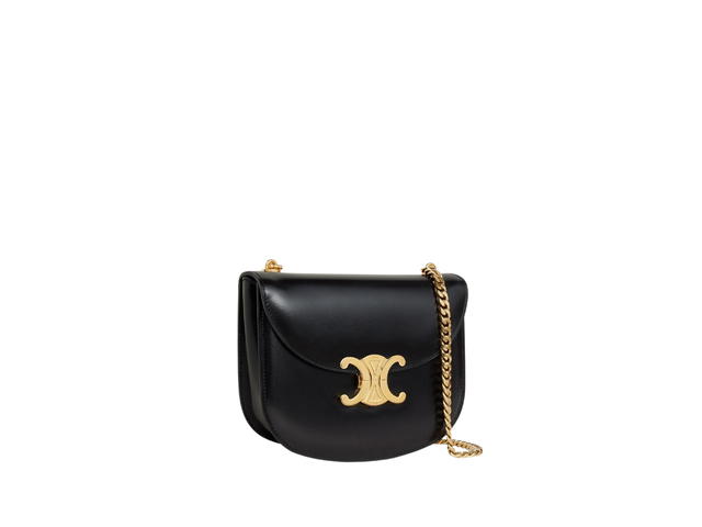 Celine Celine Teen Chain Besace Triomphe In Shiny Calfskin Black - view 2