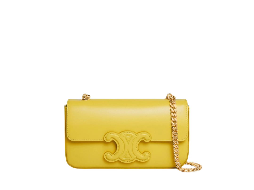 Celine Celine Chain Shoulder Bag Cuir Triomphe In Shiny Calfskin With Gold Finishing Citron
