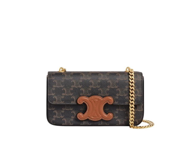 Celine Celine Chain Shoulder Bag Cuir Triomphe In Triomphe Canvas And Calfskin With Gold Finishing Tan - view 1