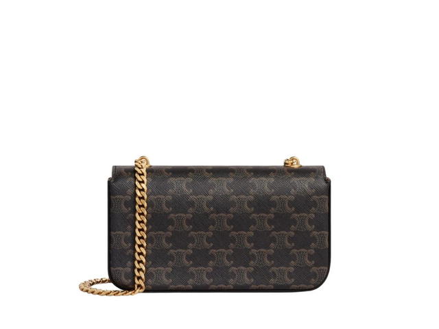 Celine Celine Chain Shoulder Bag Cuir Triomphe In Triomphe Canvas And Calfskin With Gold Finishing Tan - view 2