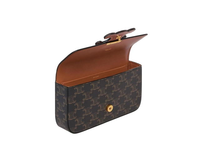 Celine Celine Chain Shoulder Bag Cuir Triomphe In Triomphe Canvas And Calfskin With Gold Finishing Tan - view 3