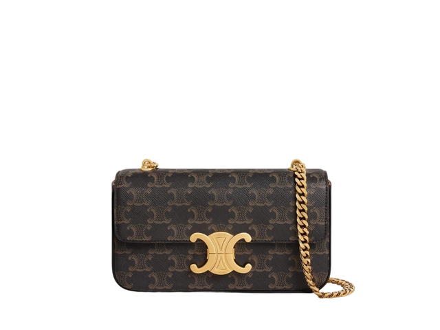 Celine Celine Chain Shoulder Bag In Triomphe Canvas With Gold Finishing Tan - view 1