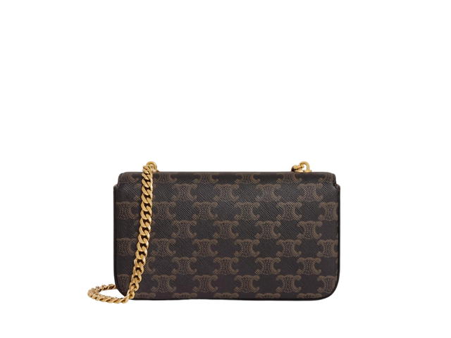 Celine Celine Chain Shoulder Bag In Triomphe Canvas With Gold Finishing Tan - view 2