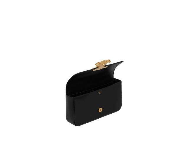 Celine Celine Chain Shoulder Bag Triomphe With Strass Closure In Shiny Calfskin With Gold Finishing Hardware Black - view 2