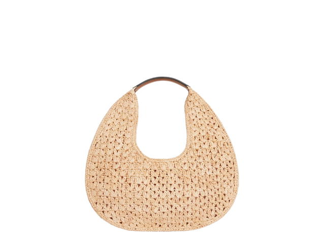 Celine Celine Classic Panier Hobo Bag In Raffia And Calfskin Natural Tan - view 2
