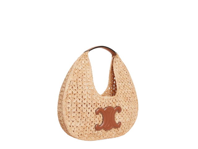 Celine Celine Classic Panier Hobo Bag In Raffia And Calfskin Natural Tan - view 3