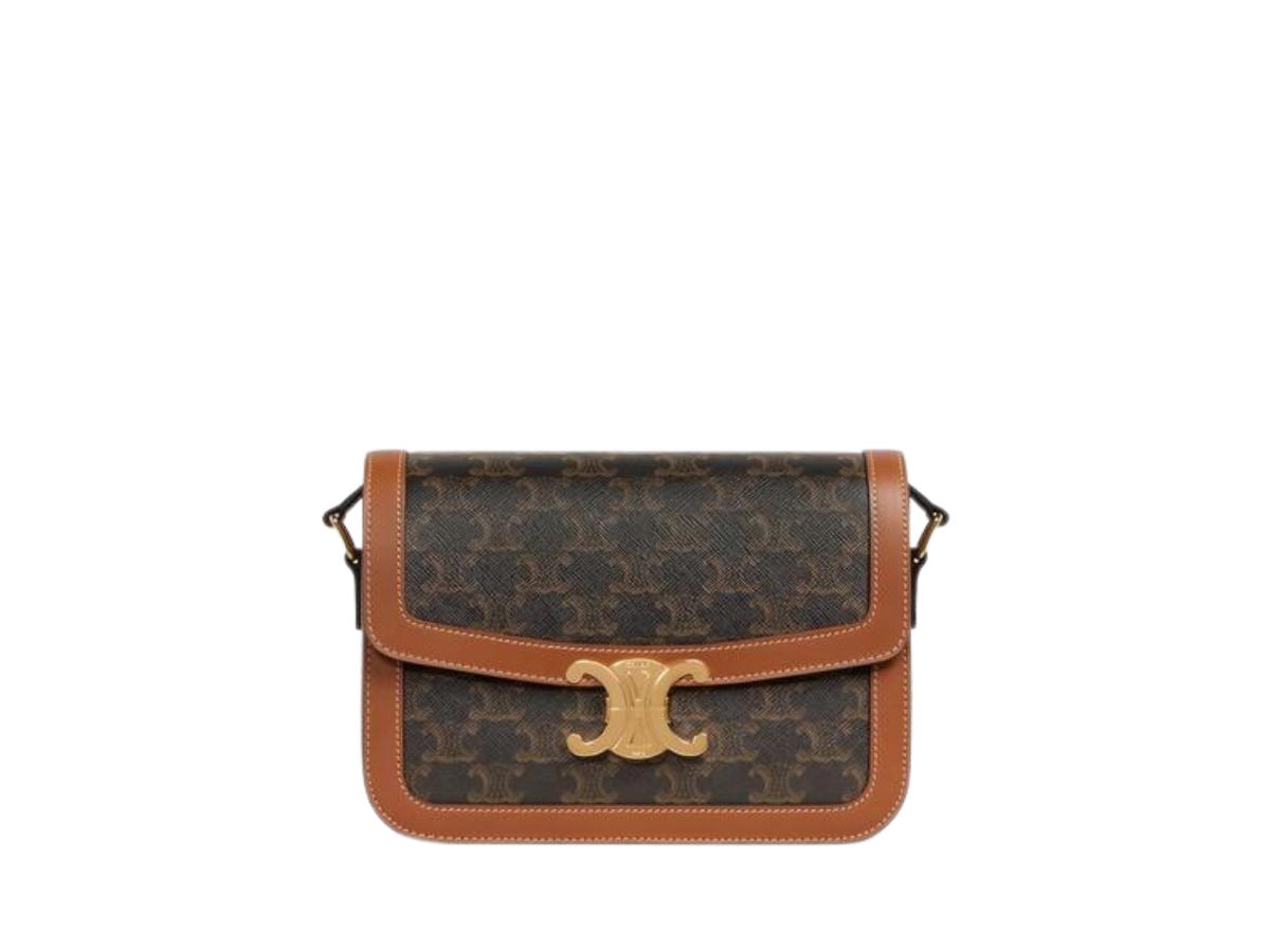Celine Celine Classique Bag In Triomphe Canvas And Calfskin With Gold Finishing Hardware Tan