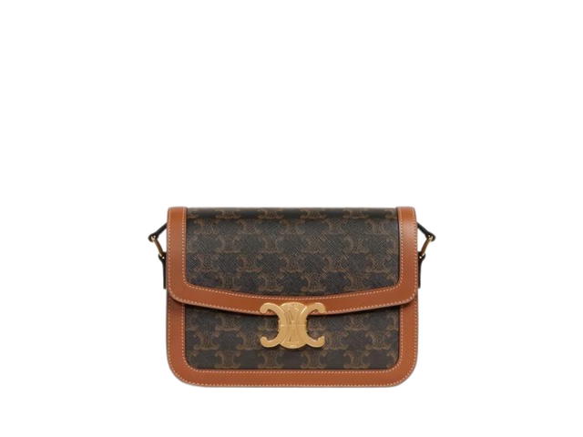 Celine Celine Classique Bag In Triomphe Canvas And Calfskin With Gold Finishing Hardware Tan - view 1