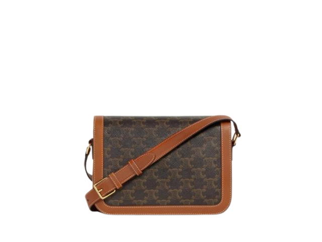 Celine Celine Classique Bag In Triomphe Canvas And Calfskin With Gold Finishing Hardware Tan - view 2