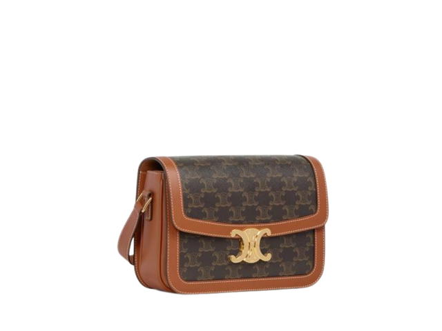 Celine Celine Classique Bag In Triomphe Canvas And Calfskin With Gold Finishing Hardware Tan - view 3
