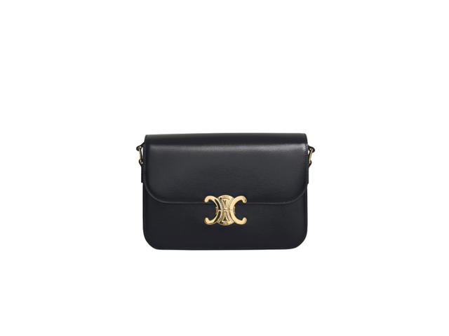 Celine Celine Classique Medium Triomphe Bag In Shiny Calfskin Black - view 1